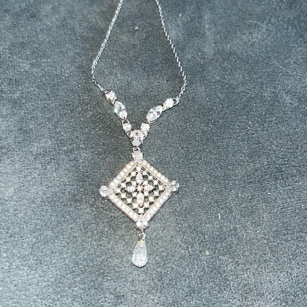 Nadri Elegant Cz Detailed Drop Necklace Nwot